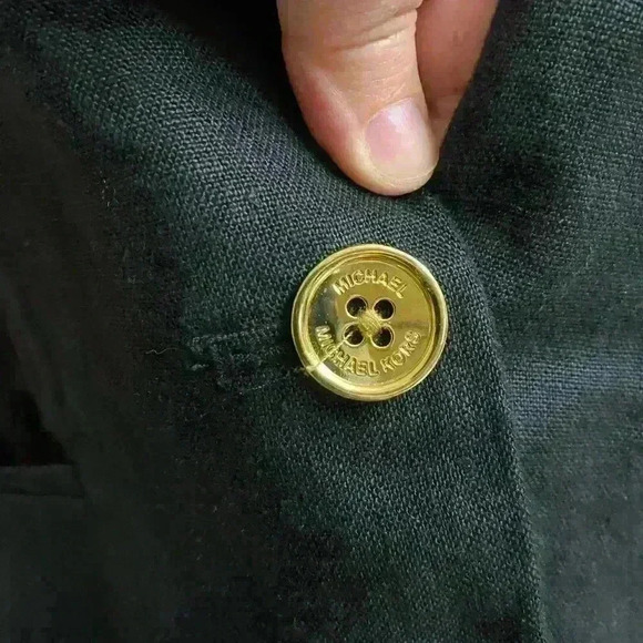 Michael Kors Black 100% Linen Blazer Jacket with Scrunched Sleeves Size 10 - Picture 3 of 8